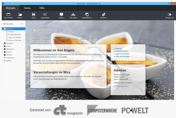 Zeta Producer erstellt Deine perfekte Webseite
